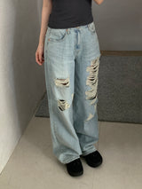 Brandon Distressed Wide-Leg Pants