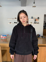 キスティロチェックハーフジップアップフリースフーディ