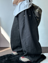 ストライプスナップデニムバルーンロングパンツ 💙🖤2カラー