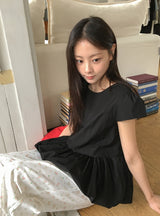 アヒディバルーンパンプキンカップスリーブブラウス
