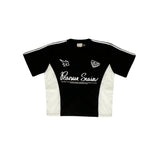 PEANUT STAIN - アクティブ デュオ サイド カーシブ ブラック ボクシー オーバーサイズド Tシャツ