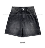 Linear washing denim short pants