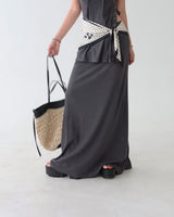 Scarf Set Eyelet Sleeveless & Skirt Two-Piece Set
