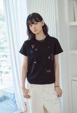 26SS★ Mushroom Stitch Crop Short Sleeve Tee