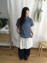 [unisex] ハシンデニムストリングワイドパンツ