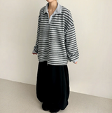 Terry Fleece side pin tuck incision string wide pants