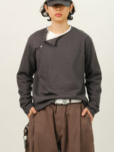 LOOR サイドヘンリーネッククロップロングスリーブ