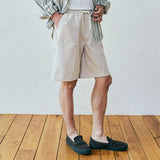 front seam fatigue short pants cream