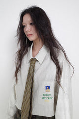 Classic striped long-sleeved shirt with replaceable photos.