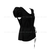 May Ribbon Pintuck Puff Blouse