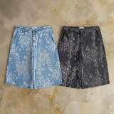Snowwashed Leopard Wide Denim Culottes