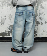 WASHED POCKET DENIM PANTS_BLUE
