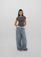 [B-DENIM] LIGHT WASHING WIDE JEANS 054