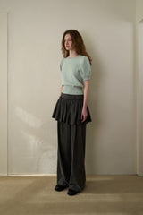 Slim button half knit_mint