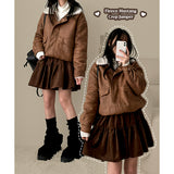 Shuntz woolen collar suede jacket