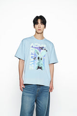 25SS REAL ALIEN FUZZY RABBIT SHORT SLEEVE T-SHIRT SKY BLUE