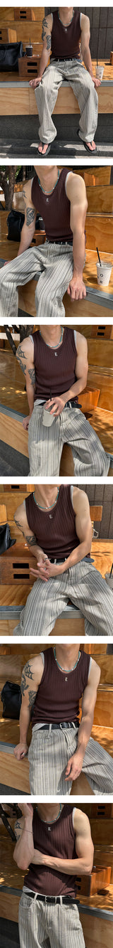 [S/S] High ribbed logo sleeveless(6color)
