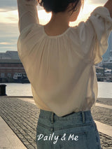 Round shirring blouse (2color)