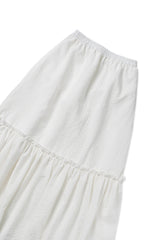 Gather check shirring skirt_ivory