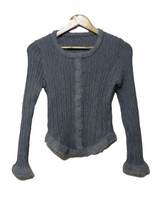 WOOL-BLEND♥ファーディテールチューリップUネックスリムニットリブカーディガン - 3 COLOR