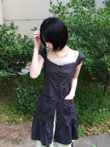 Pocket-line button layered dress