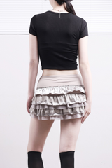 Lucent shirring button crop tee