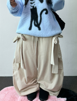 ワイドバルーンバービービッグリボンコーデュロイゴールデンワイドロングパンツ 🎀 3 COLOR