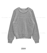 [Wool 20%] Dobby Line Alpaca Round Knit
