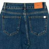 DARK BLUE EMBROIDERED SPANDEX BOOTCUT DENIM PANTS code 18315