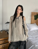 Yukia Damage Deep V-Neck Knit