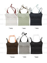 [with cup] TWO TONE HALTER TOP