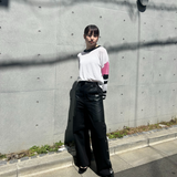 leather mix snap pants