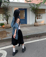チェックフードシャツ