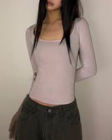 Pumin Square-Neck Fleece Slim T-Shirt