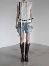 Out-pocket denim shorts