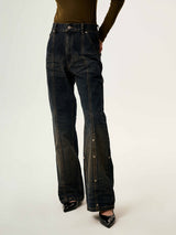 ICONIC WHISKER-CREASED WASHED STRAIGHT-LEG JEANS