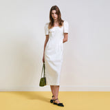 タックディテールリネンドレス(White)