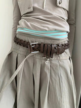 Wide leather chain belt(2c)