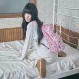 vintage patchwork backpack pink