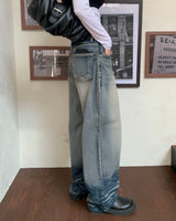 Bottom wave denim pants