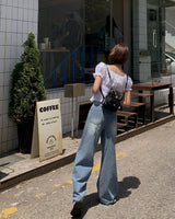 プレワイドデニムパンツ
