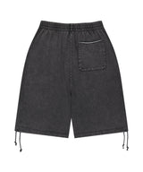WASHED CUT OFF APPLIQUE SWEAT SHORTS
