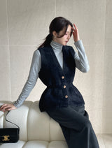 Shua Mink Smoke Peplum Knit Vest