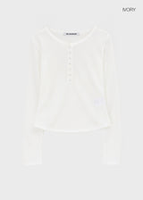 [MADE] Merib Waffle Henley-Neck Long-Sleeve T-Shirt
