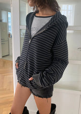 STRIPE WASHING HOOD ZIP-UP (2color)