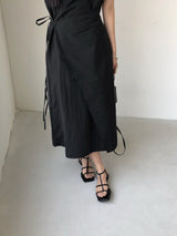 Jeure Wrap Roll-up Short Sleeve Long Dress