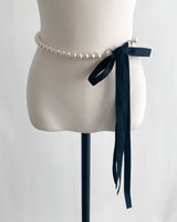 pearl & satin ribbon belt