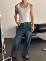 [Unisex] Stud wide denim pants