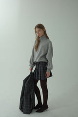 HIGH-NECK ZIP-UP SWEATSHIRT_MELANGE GRAY
