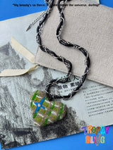 Felt Heart Long Chain Necklace